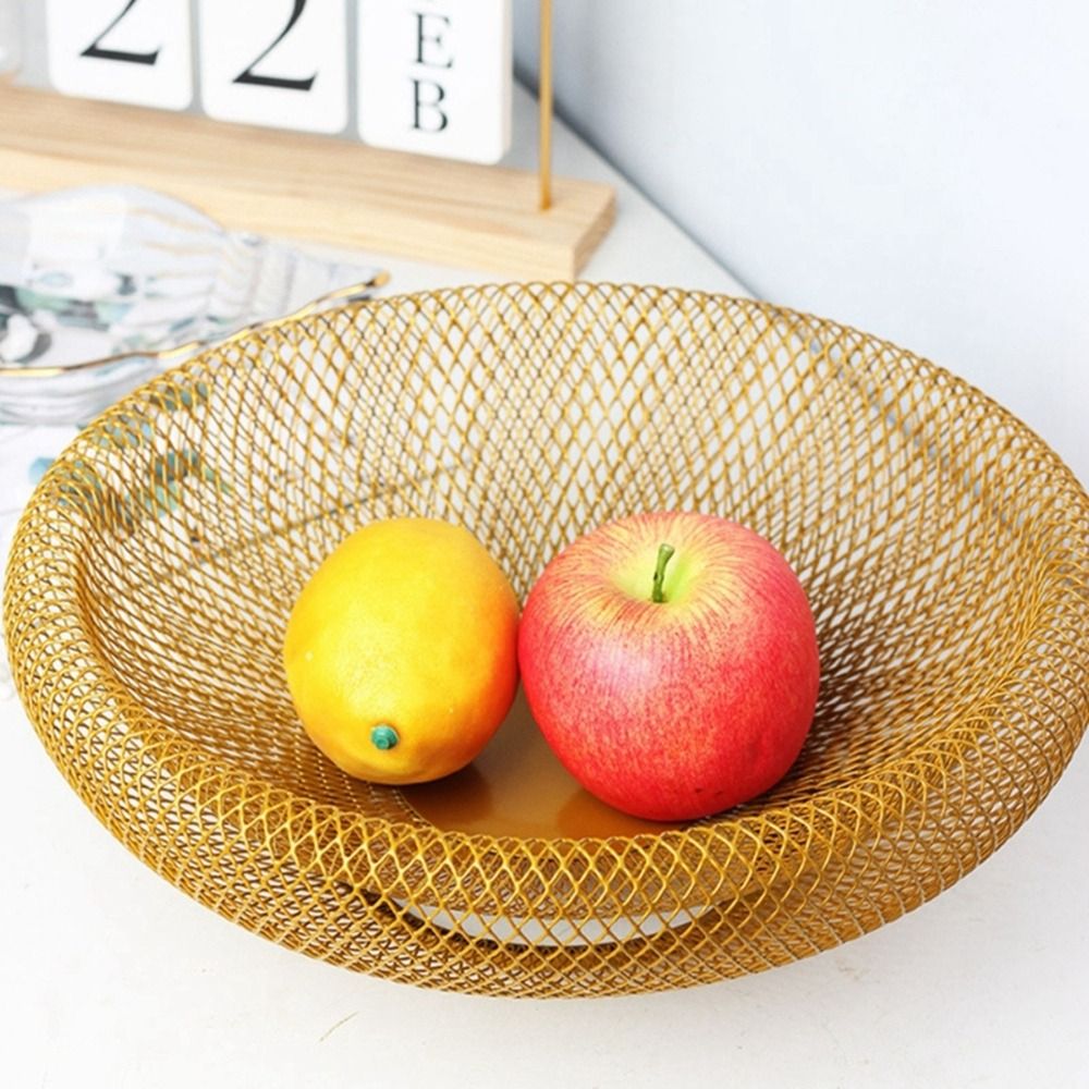 Food Snacks With Iron - Cesto per Frutta in Ferro Nero/Oro,