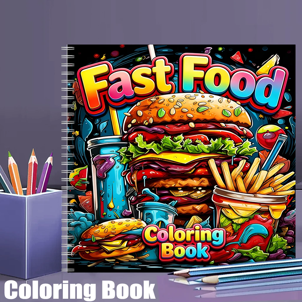 Food Snacks Coloring Book - Libro da colorare fast food per
