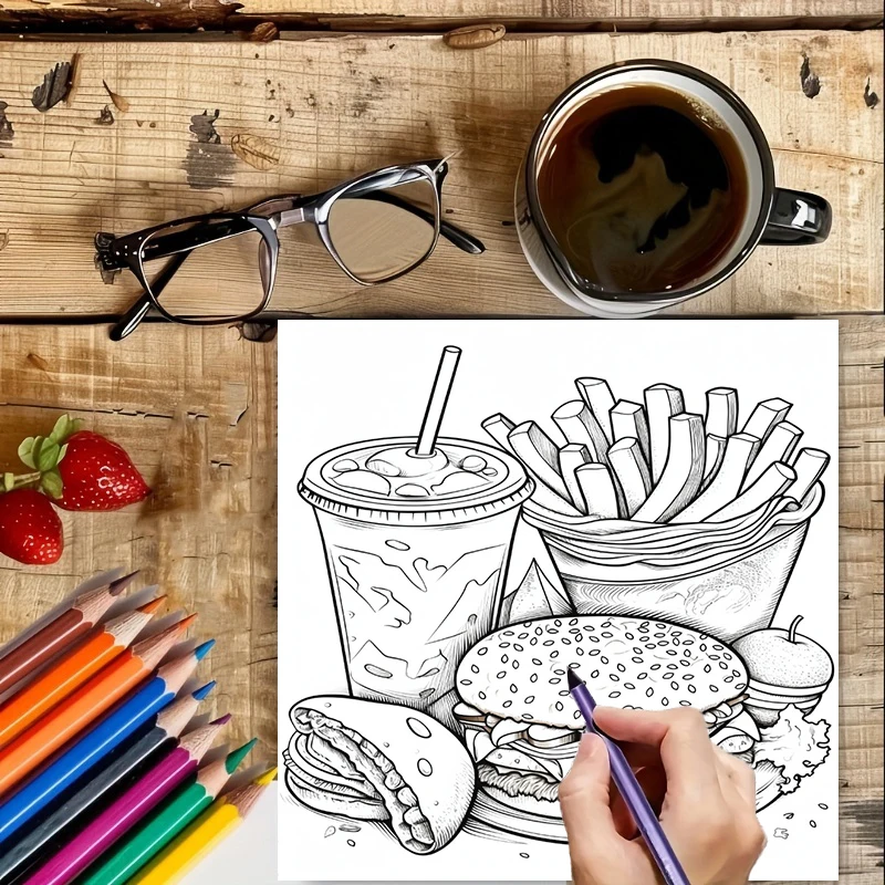 Libro da colorare fast food pe - Food Snacks Coloring Book recensione e prezzo